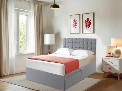 Alternative view of Modern Luxury Grey Suede Divan Bed Set