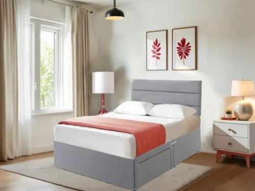 Modern Luxury Grey Suede Divan Bed Set