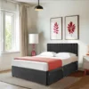 Linen Black Divan Bed Set with 2 Drawers, Matching 20″ Headboard and 10″ memory foam spring mattress (3)