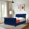 Blue Sleigh Bed With Matching Headboard Footboard