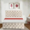 Florida Cream Velvet Sleigh Bed