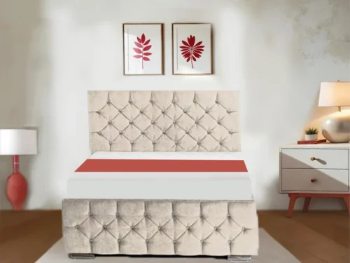 Florida Cream Velvet Sleigh Bed