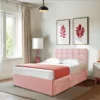 Mink Linen Look Divan Beds with Mattress and Headboard pink