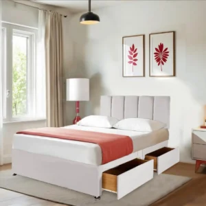 Silver Suede Beds Set with Storage And Mattress On Sale (1)