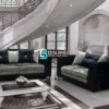 Multi coloured sofas - Black and Silver 3+2 Seater Couch
