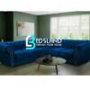 Chesterfield Blue Velvet Corner Sofa - 7 Seater Corner Sofa