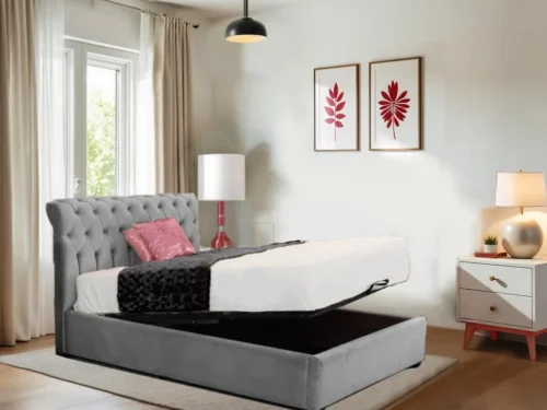 Chesterfield Sleigh Upholstered Ottoman Bed