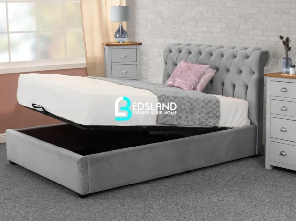 Chesterfield Sleigh upholstered ottoman bed, chesterfield sleigh bed