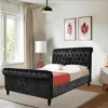 Mason Upholstered Black Sleigh Bed With Storage