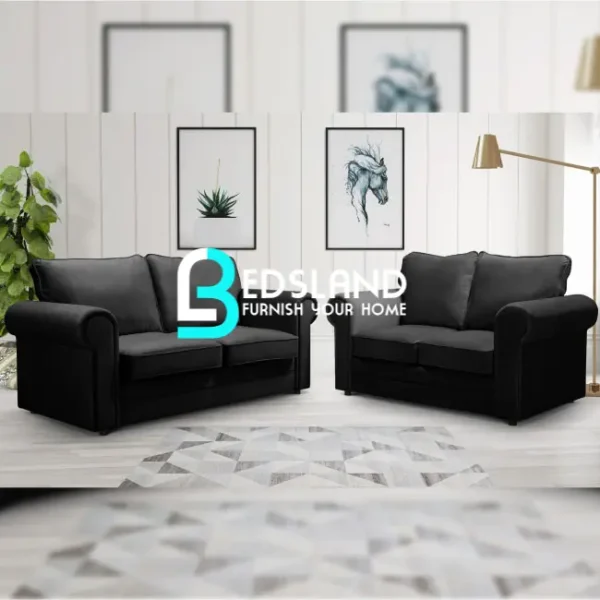 Luxury Black Fabric Sofa - Available 3+2 Seater