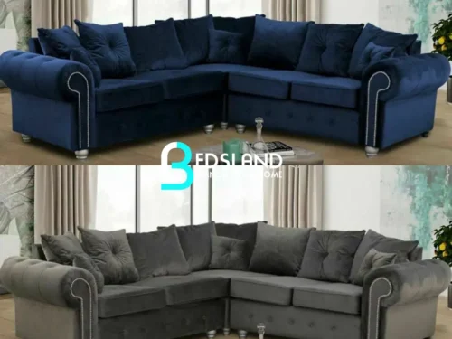 Luxury Blue Grey Sofa - Plush Velvet Sofa