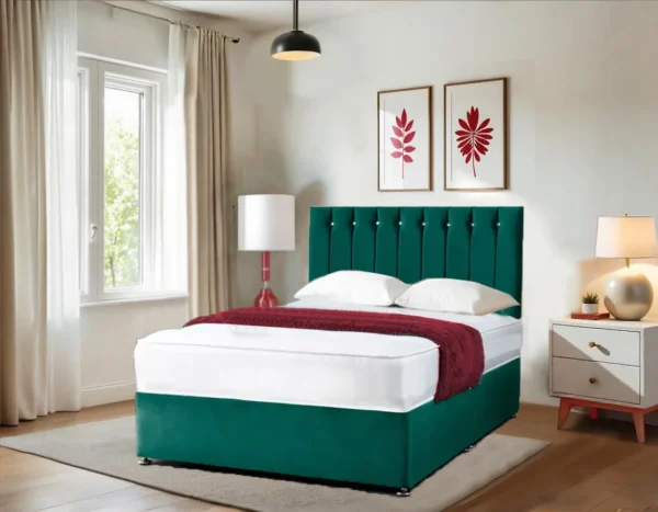 Florence Single Divan Bed With 2 Drawers & 20″Headboard – Available All Sizes with 10″ Mattress