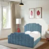 Isabella Grey Velvet Sleigh Bed (1)