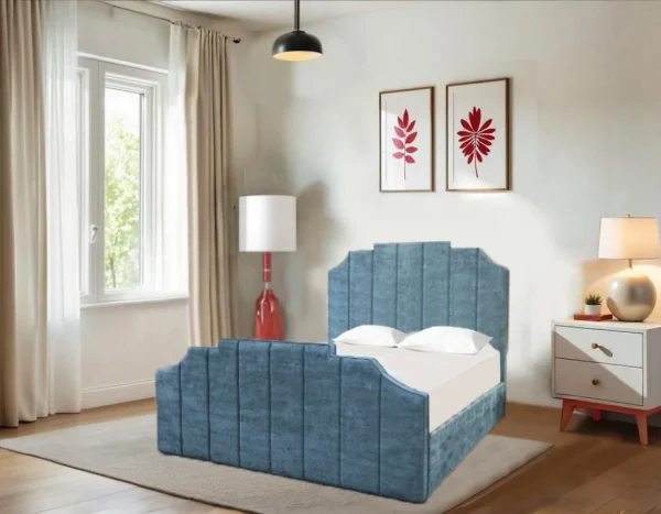 Isabella Grey Velvet Sleigh Bed (1)