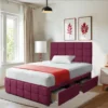 Maroon Divan Bed Frame With Matching Headboard 20″ Memory Foam Spring Mattress 10″ 2 Drawers (1)