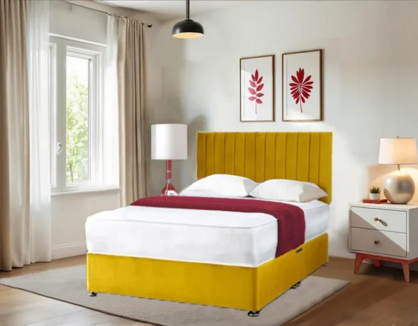 Mustard Divan Bed Base King Size – Available All Colors & Fabrics