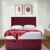 Premium Red velvet Ottoman Bed With Mattress and Storage red