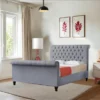 Luxury Soft Silver Sleigh bed With Ottoman Gas Lift Option