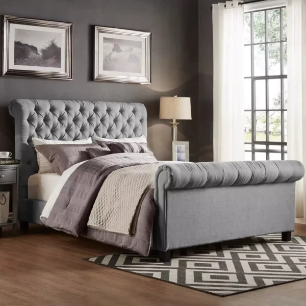 Grey Naple Double Sleigh Bed Frame, Double sleigh bed frame with matching headboard