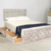 cream divan bed , cream velvet divan bed,