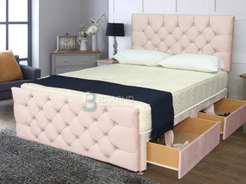 Alternative view of Modern Pink King Size Divan Bed With 10" Mattress ,20"Headboard & 20"Footboard